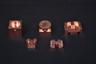 CNC machined copper part with gold plating